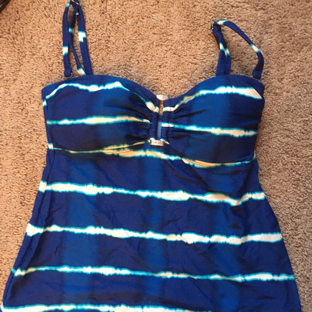 Chaps Blue Tie Dye Tankini Top